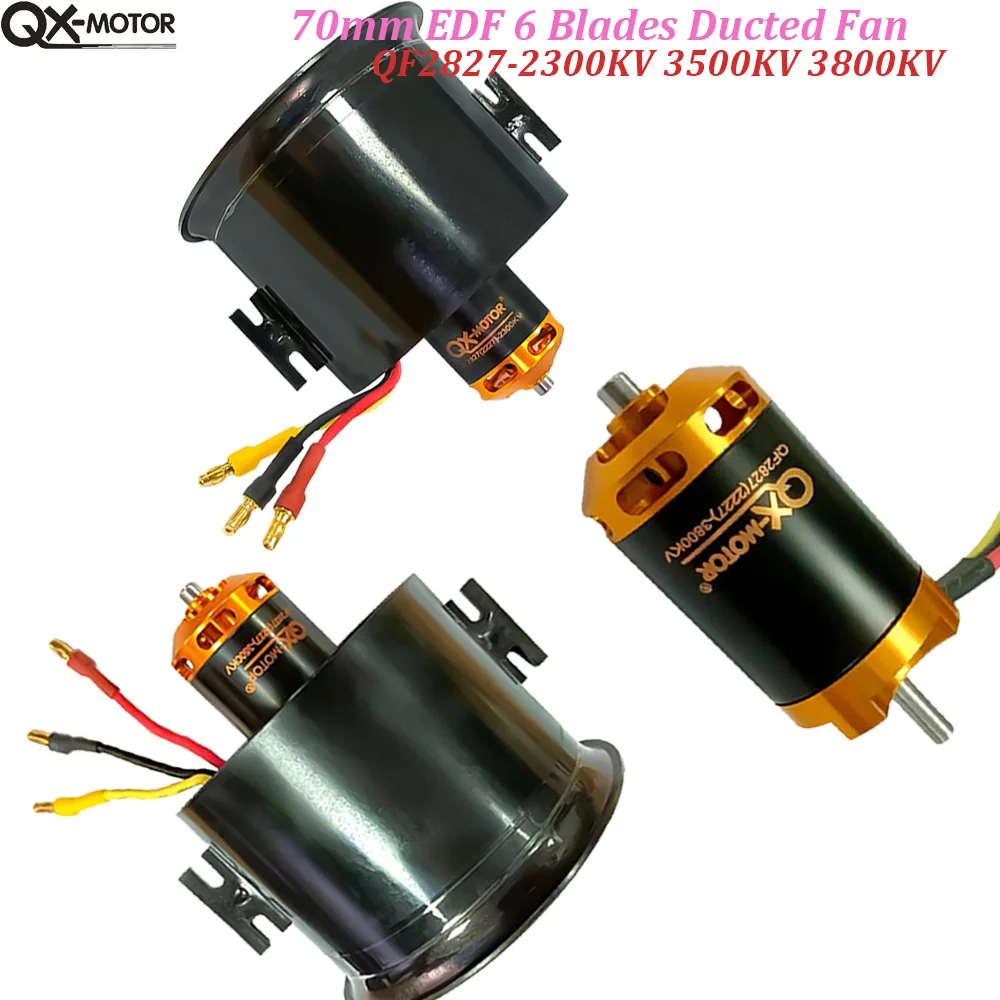 

QX-Motor QF2827 70MM EDF Ducted 6 Blades Fan 2300KV 3500KV 3800KV Brushless Motor For RC Airplane Drone Model Spare Parts