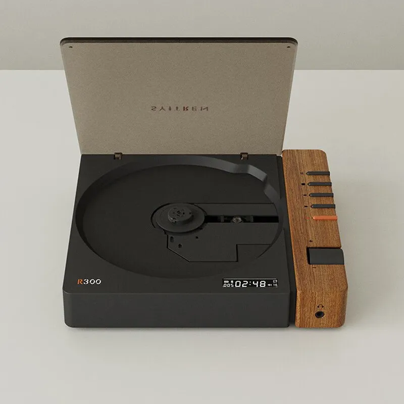 Syitren r300 cdプレーヤー双方向Bluetoothステレオスクリーンディスプレイレトロ独立スピーカー