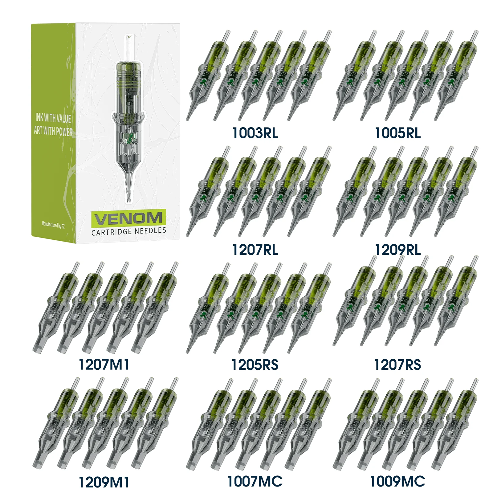 Aghi Cartucce Tatuaggio Chuse 0.35 Mm Sterili - Confezioni Da 20/40/60/100 Pz RL/RS/RM/M1