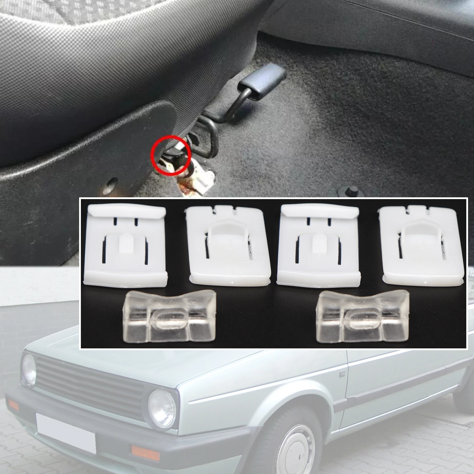 Car Seat Fastener Rail Runner Clip Slider Guide Piece For VW Golf MK3 MK2 MK1 1974 1996 1997