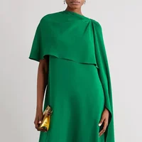 Yeezzi Women's Elegant Solid Color Church Dress 2025 New Spring Summer Cape Sleeves Asymmetric Party Evening Maxi Dresses - Image 5