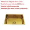 Gold Kitchen Sink 304 Stainless Steel sinks Above Counter or Undermount Installation Single Basin Bar Sink Golden Washing Basin 6