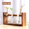 Wooden Frame Glass Vase Hydroponic Plant Vase Vintage Flower Pot Table Desktop Bonsai  Heart Shape Home Decoration Wedding Vase 1