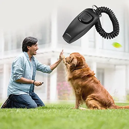 2 in1 Dog Pet Puppy Cat Training Clicker Whistle Click Trainer Obedience Black