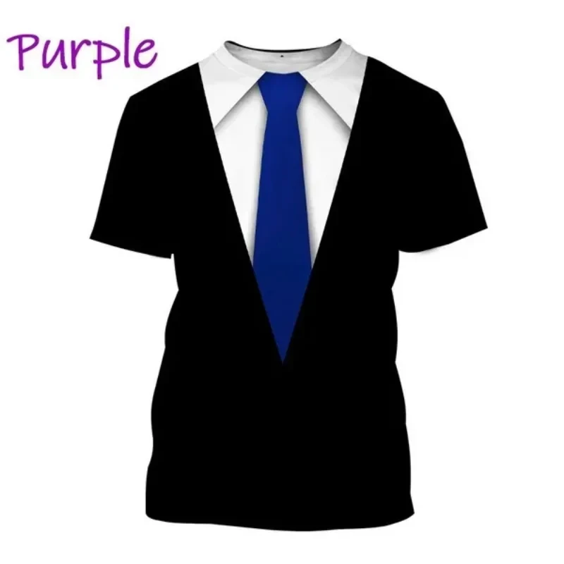 thumbnail image 1 of Ropa divertida para hombre, esmoquin con personalidad, traje de corbata retro, camisetas gráficas, traje falso de moda, camisetas casuales de manga corta para fiesta para hombre, 1 of 5