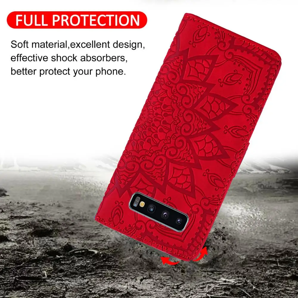 Mandala Flower Flip Case For Samsung Galaxy S8 + S9 S10E S20 S21 FE Note 10 Plus Note 20 Ultra Leather Wallet Cover Phone Coque