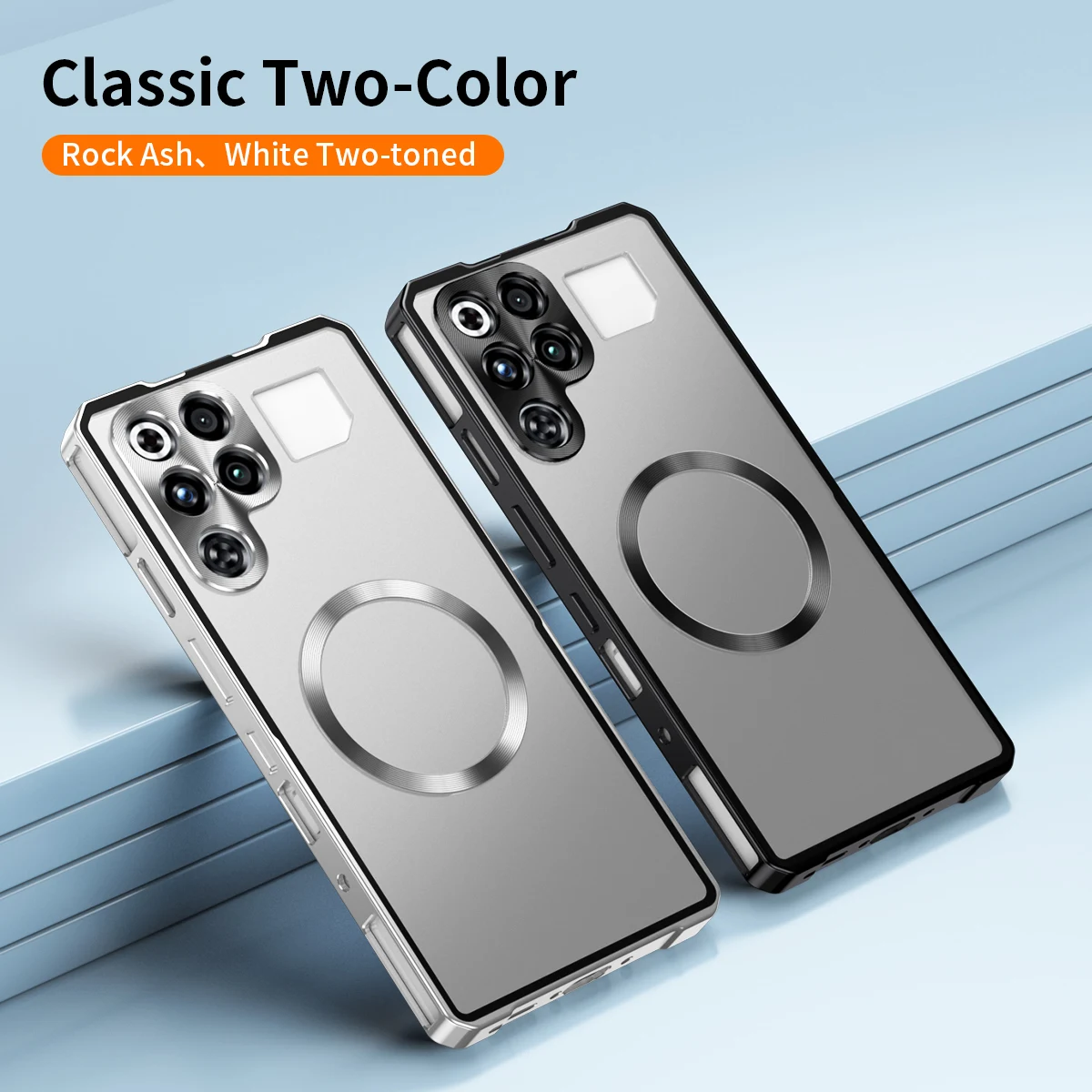 Matte Frosted Magnetic Metal Frame Phone Case with Back Panel Protection