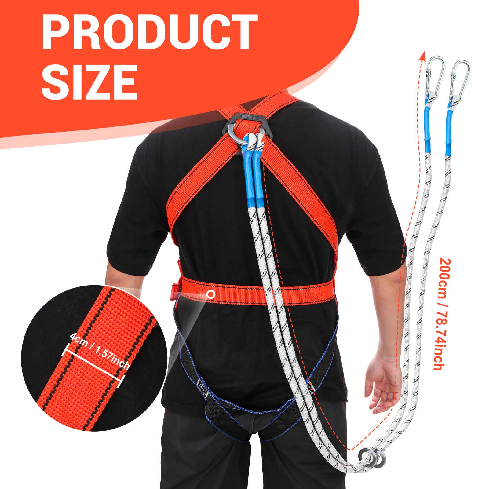 Safety Roofing Harness with Hook Chest Waist Crotch Adjustment for Air-conditioning Installation safety harnesses