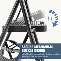 JHK Folding 2/3 Step Ladder Stool with Anti-Slip Pedal 800lbs Capacity Sturdy Steel Portable Cushioned Handle for Kitchen Home 2