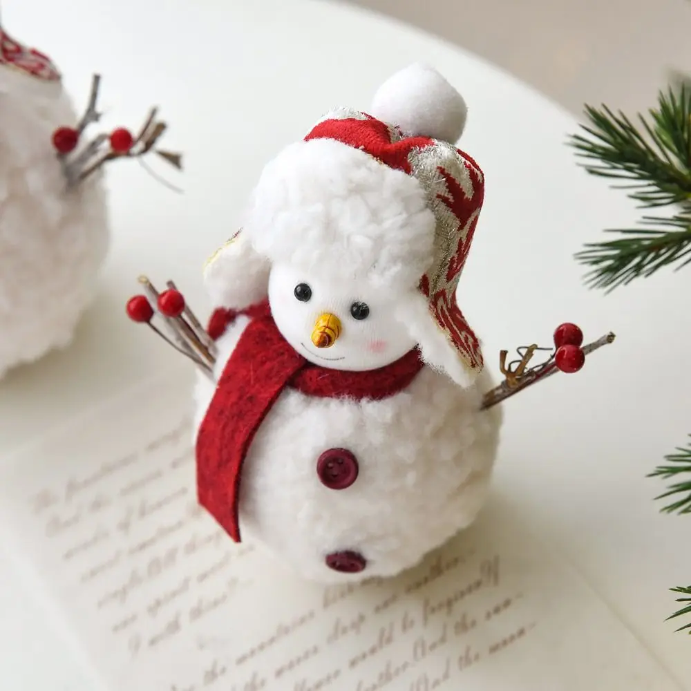 Desktop Decoration Cartoon Christmas Snowman Ornaments Knitted Soft Snowman Simulation White Xmas Decoration Festival