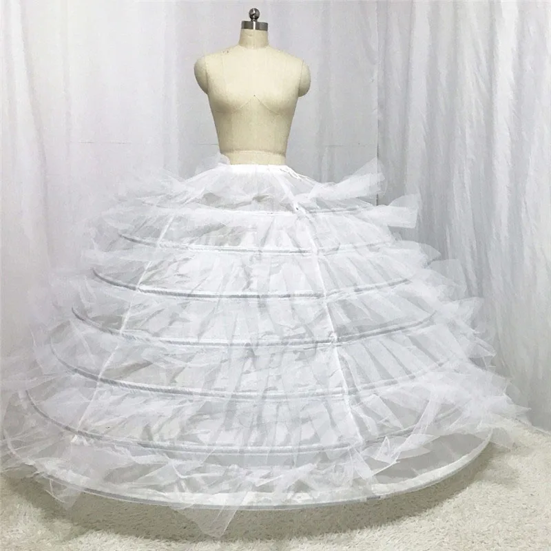 Classic Seven Hoops Hard Tulle Bridal Petticoats for Wedding One Layers Puffy Evening Gown Floor Length crinolina para vestido