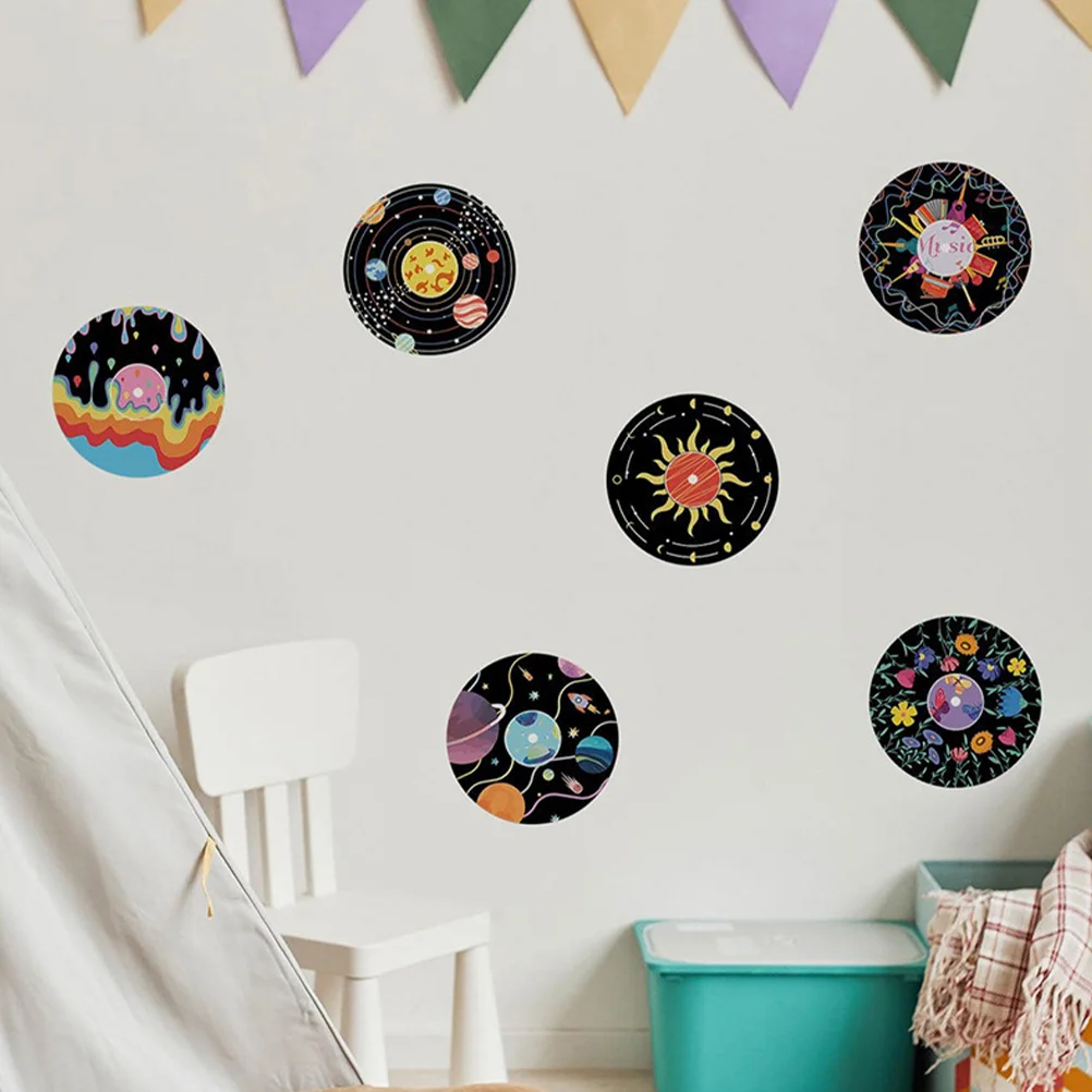 

Cartoon Painted Music Record Children's Bedroom Entrance Home Decoration Wall Sticker Self-adhesive Stickers Records Decal