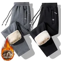 Men's Winter Thickened Fleece Casual Pants Elastic Waist Sweatpants Warm Sporty Long Trousers Polyester Fiber Straight Leg Tr...