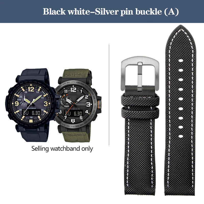 Durable Nylon Rubber Bottom Sports Watchband - 24mm Canvas Silicone Strap
