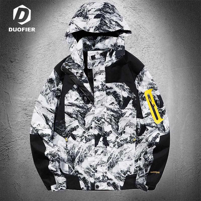 

Men's Hat Detachable Jackets Stand Up Collar Windproof Jacket Color Patchwork Fashion Coats Camping Fishing Hooded Windbreaker