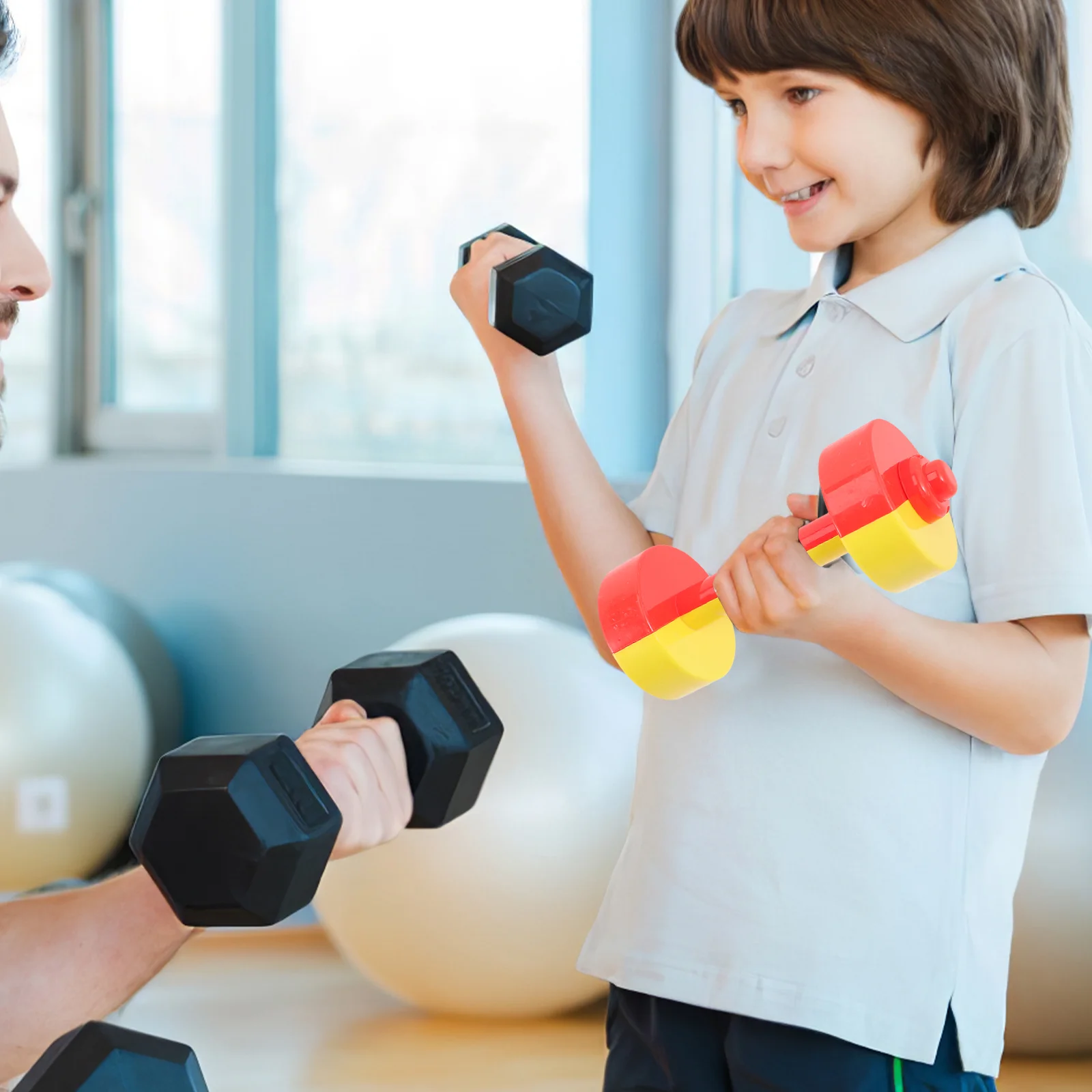 2 Pcs Double Color Dumbbells Kids Hand Weights Children Toy Gymnastics Equipment Fitness Accessories School Sports Tools Home