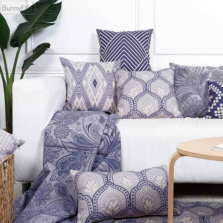 

Прямая поставка, винтажная фиолетовая Геометрическая наволочка для подушки, наволочка для подушки в стиле бохо, декоративная наволочка