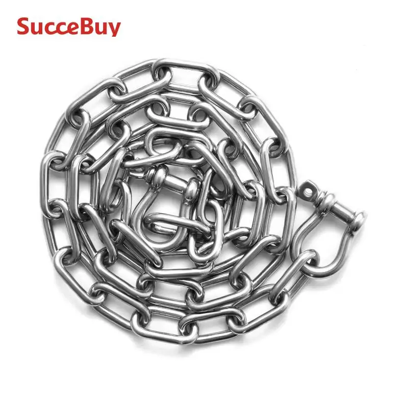 SucceBuy 1700lbs Boat Anchor Chain 316Stainless Steel Marine Grade Anchor Lead Chain with Dual Lock Ring Shackles for Boats Deck