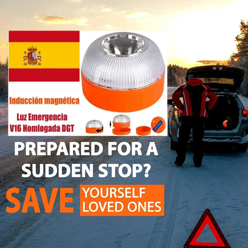 SpainCarEmergencyLightV16HomologatedDgtApprovedCarEmergency