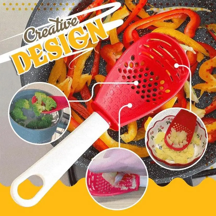 1 Pcs Kitchen Mashing Slotted Spoon Grinding Ginger And Garlic Spoon Household Mashed Potato Rice Spoon
