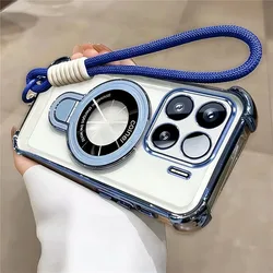 Enhanced Transparent Phone Case with Rope Lanyard Strap and Stand - Shockproof Cover for Infinix Note 50 4G (Blue)