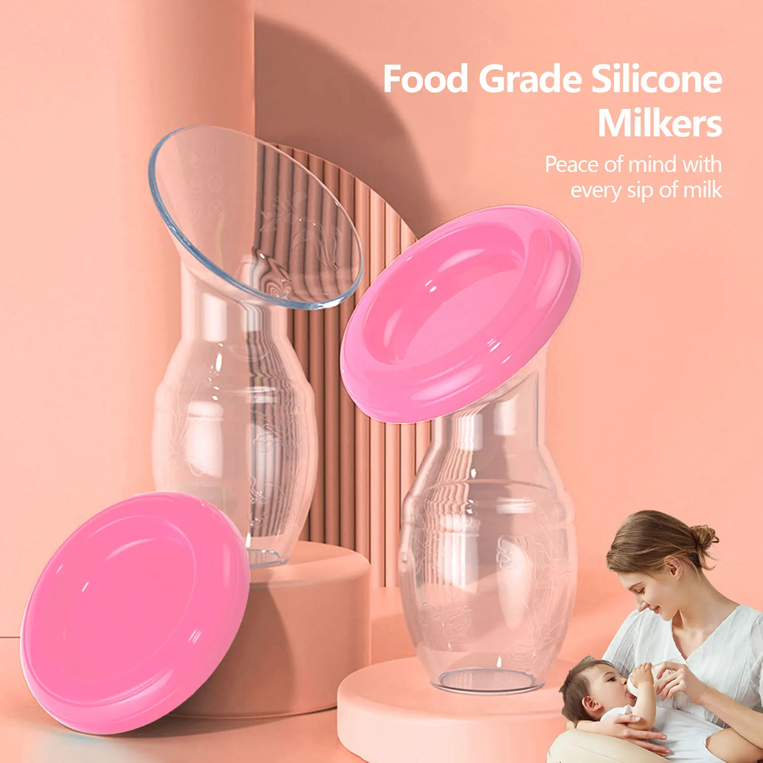Breastfeeding Suction Bottle Portable Silicone Manual Breast Pump Breastmilk Storer 2