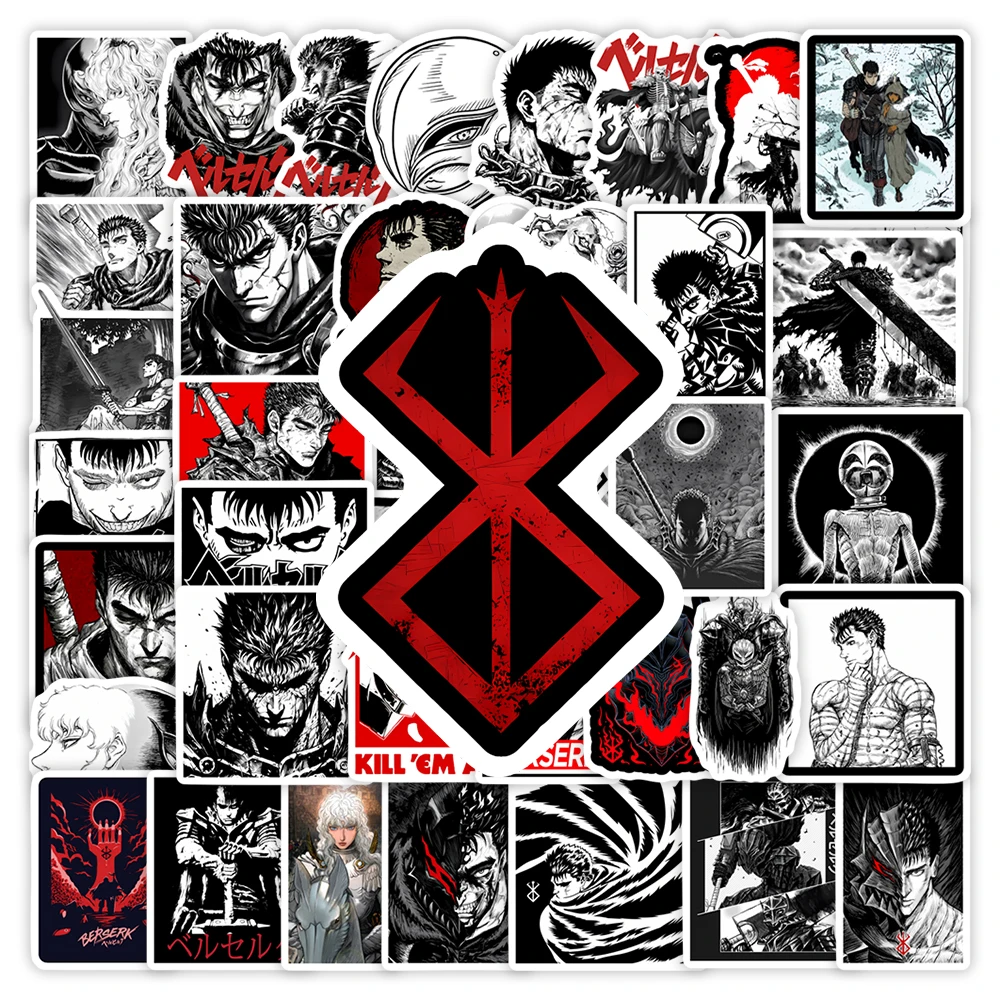 Anime Decorative Stickers Comics Berserk Guts Dark Fantasy DIY Gift Waterproof Decal Laptop Phone Scrapbook Luggage Bottles