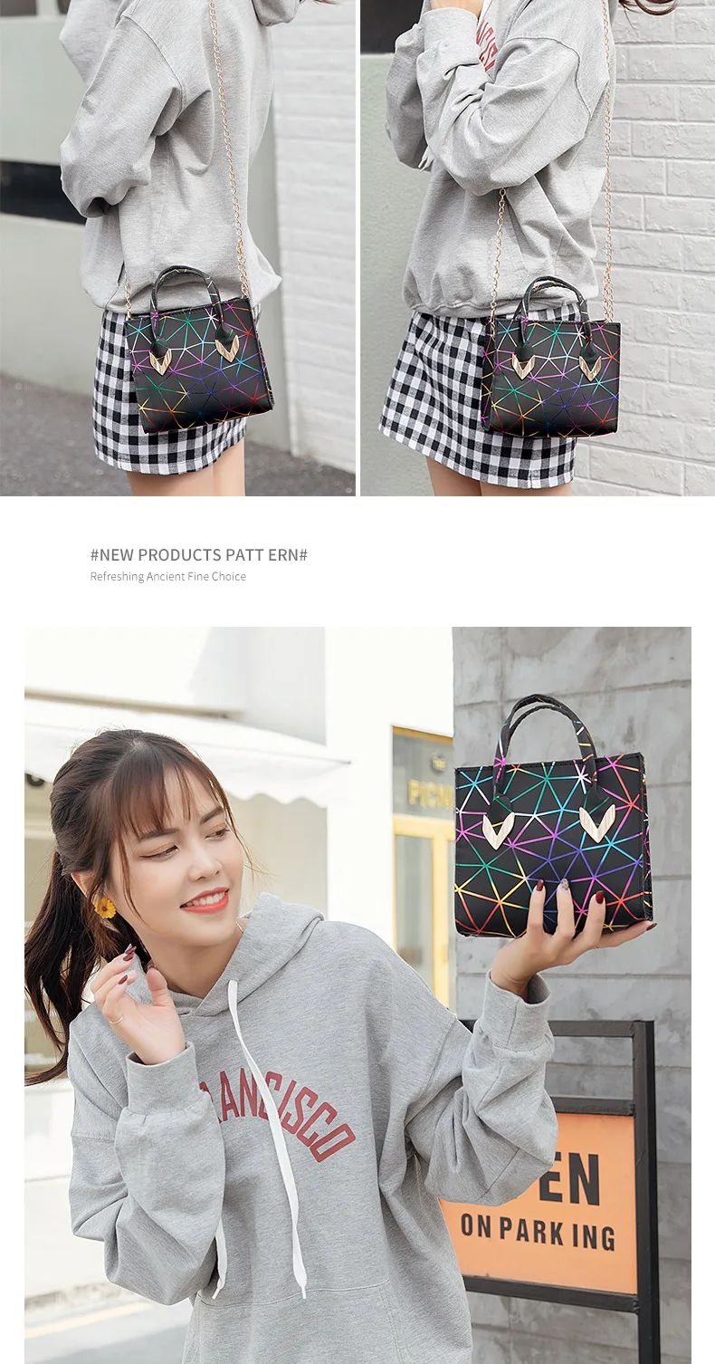 shoulder bag diy Foreign trade female bag 2022 new fashion rhombus colorful chain crossbody shoulder bag portable small square bag shoulder purse