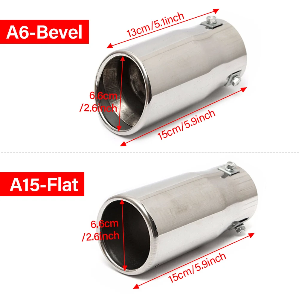 Car Exhaust Pipe Tip Muffler Steel Stainless Trim Tail Tube Vehicle Auto Replacement Parts