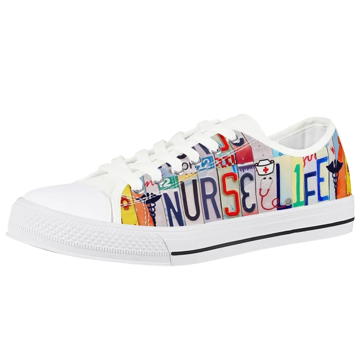 License Plate Nurse Life Design Vulcanize Shoes Woman Sneakers Fashion Canvas Shoes Feminino Zapatos Mujer