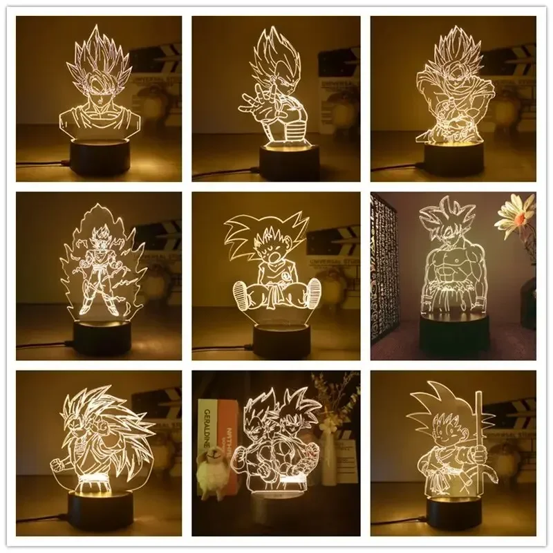 Anime Lamp Dragon Ball Nightlight Goku Anime Figure Led Night Light Super Saiyan Ornament Compleanno Bambini Regali Di Natale