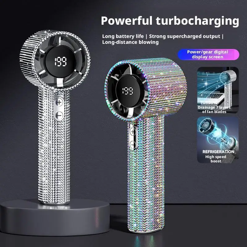 Portable Handheld Fan Digital Display Cooling Gadget 199 Speeds Neck thumbnail 3