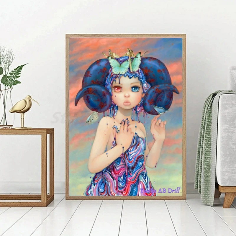 Description Picture 4 of itemFantasy Art Cartoon Butterfly Girl AB Drill Diamond Painting Cross Stitch Amazing Animal Snake Bird Mosaic Handmade Home Decor