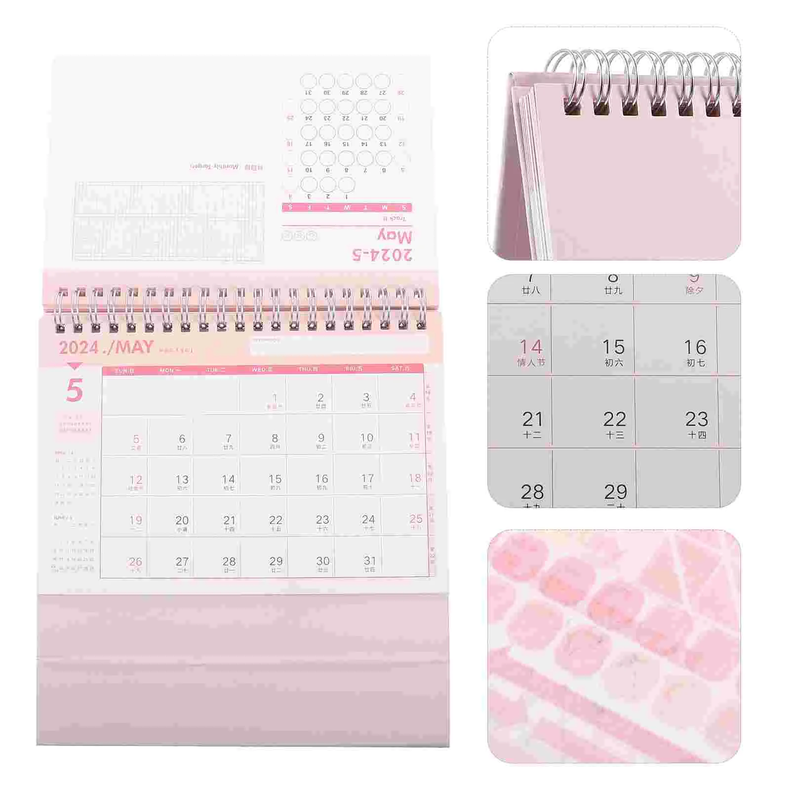 

2023-2024 Calendar Desktop 2023 July 2024 December Office Standing Calendar Twin-Wire Binding Daily Planner Home Office