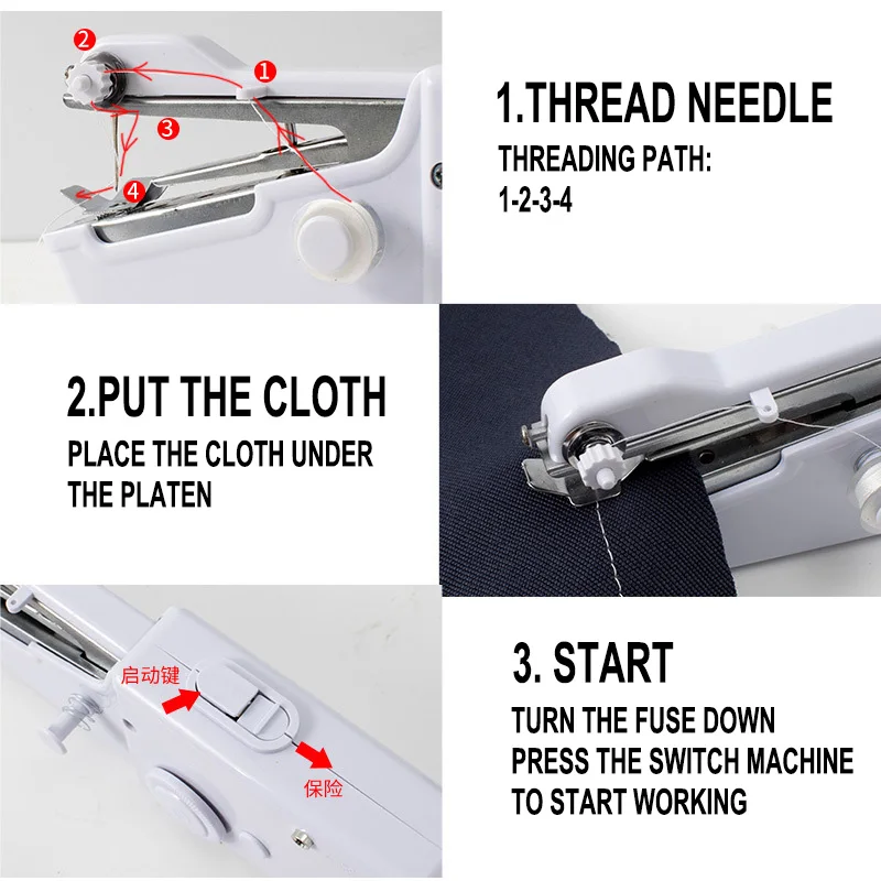 Mini Portable Hand Sewing Machine Quick Handy Stitch Sew Needlework  Cordless Clothes Fabrics Household Electric Sewing Machine