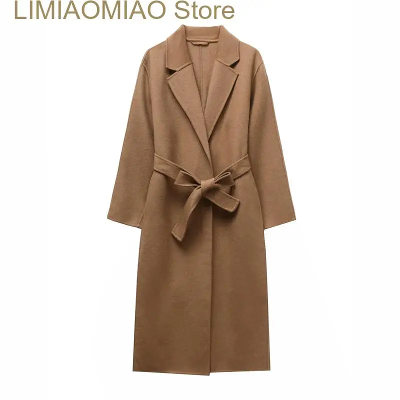 New women's double-sided cashmere coat wool coat warm medium long belt wool coat for women