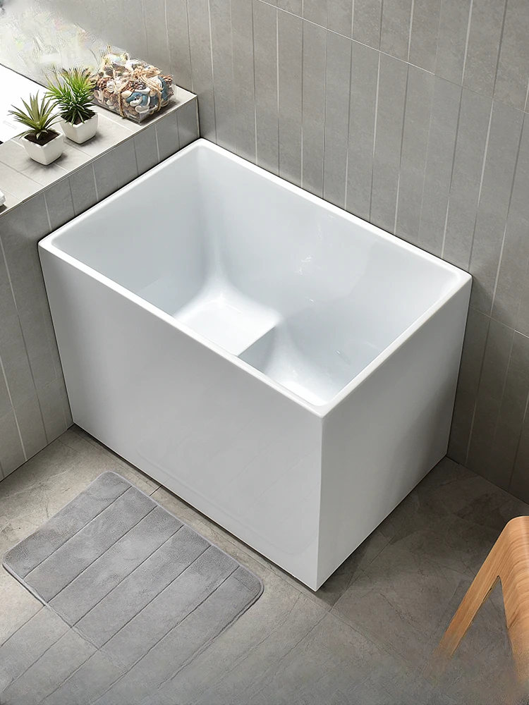 

Japanese Small Unit Deepening Square Small Bathtub Acrylic Independent Adult Household Bathtub Mini Sitting Bathtub