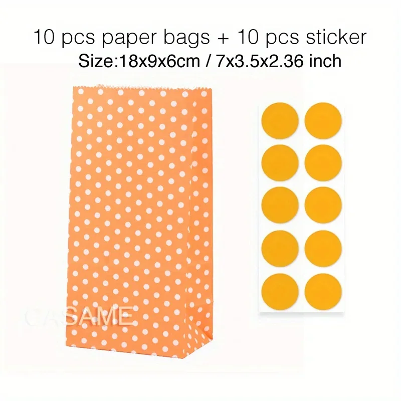 Colorful Solid Stripe and Polka Dot Stand-Up Bags with Stickers 18x9x6cm Favor Gift Packing Treat Bags for Wedding 10 pcs stand up bags