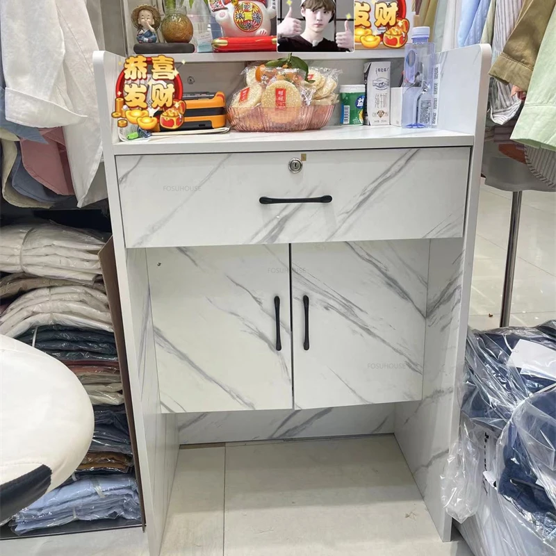 Beauty Salon Marbling Reception Desks Retro Cashier Counter with Drawer Simple Shop Bar Front Desk Table Nordic Office Furniture