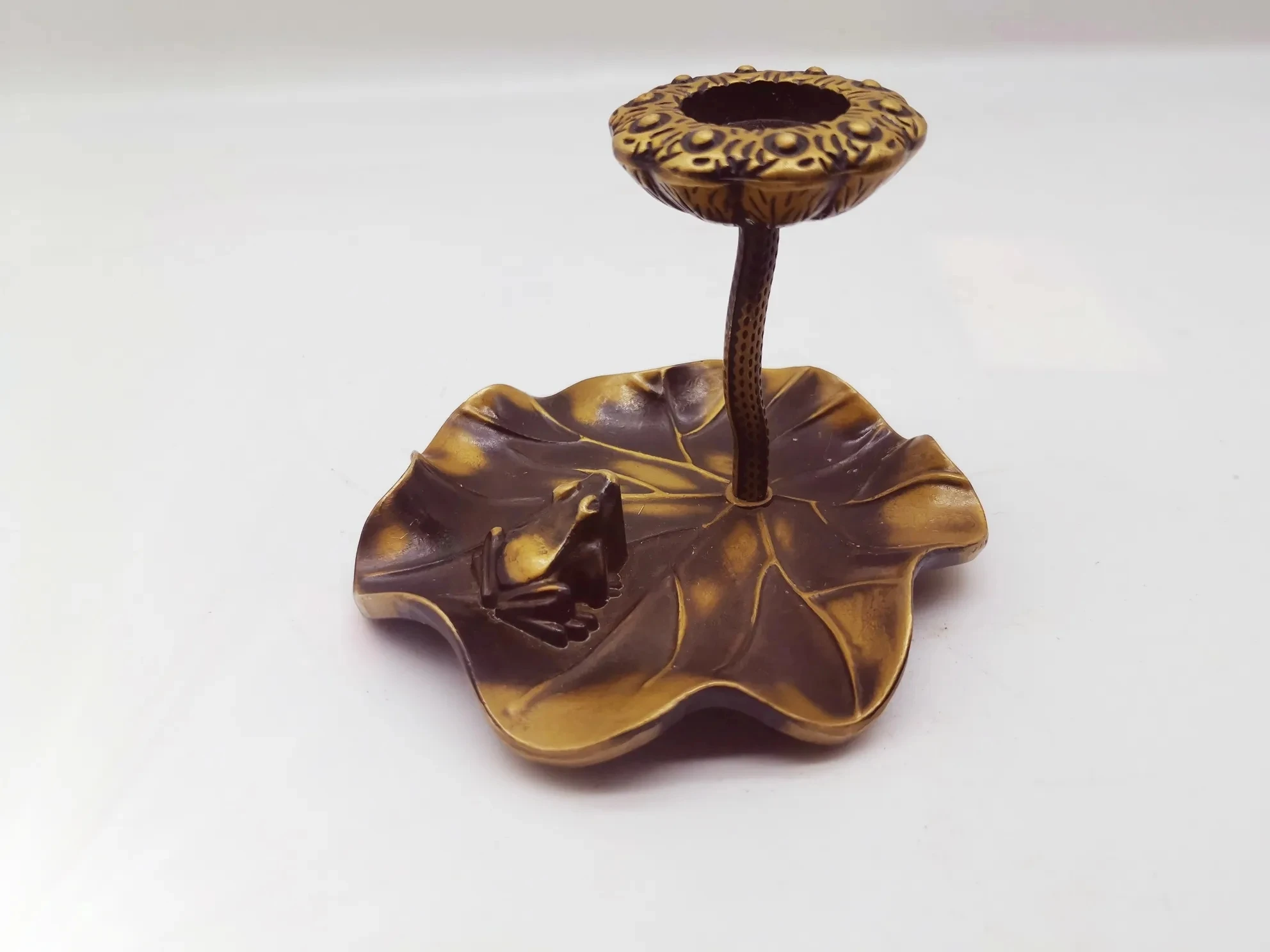 

Винтажный медный Китайский Лотос лист Лягушка наклейка на благовония курильница горелка пластина