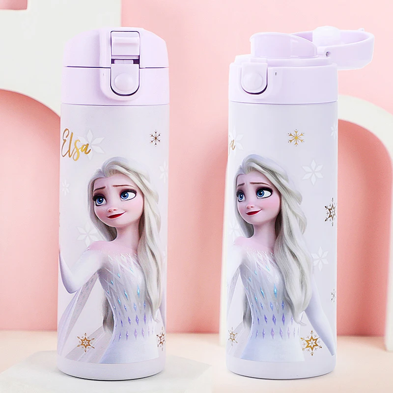 Disney Elsa Princess Cartoon Water Cup Bottle Thermos Cute Stainless Steel  Student Portable Direct Drinking Water Cup 500ML