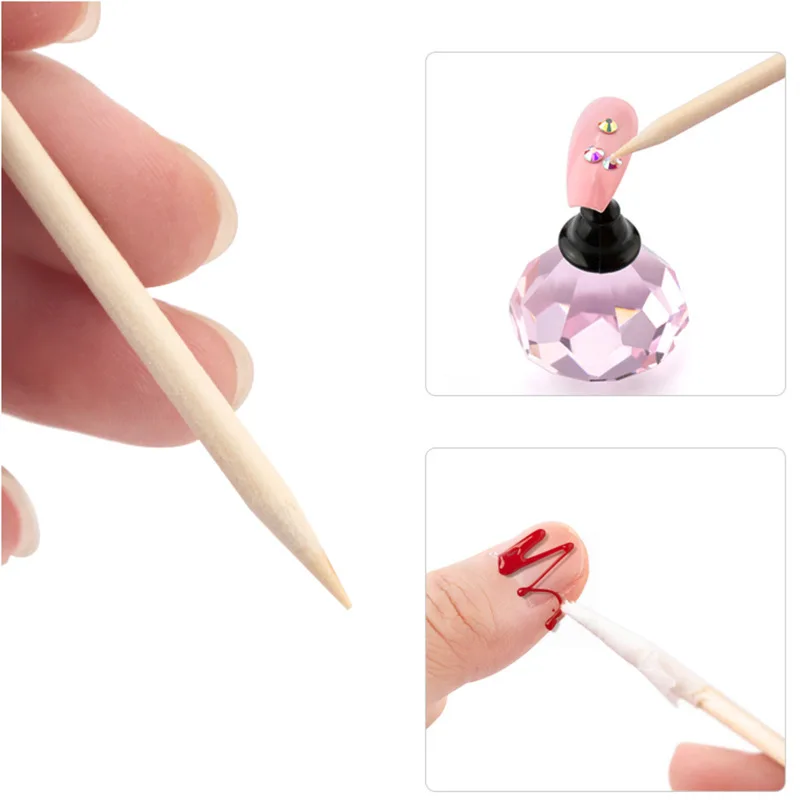 100pcs Wood Cuticle Pusher For Nail Treatment Nail Gel Polish Apply Remove Tool Orange Wood Manicure Stick Art Tool
