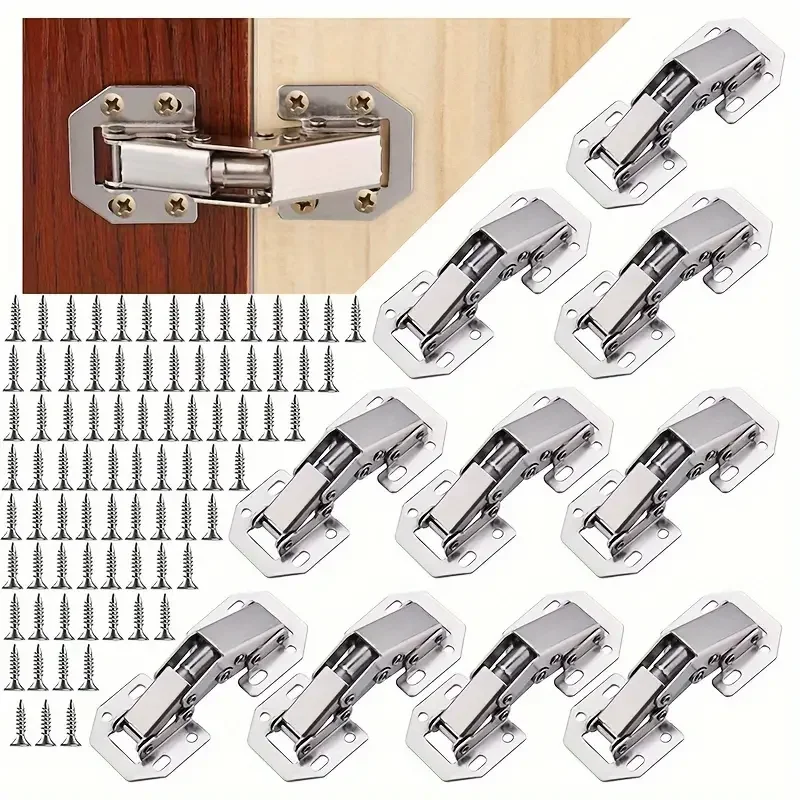 4Pcs Modern Metal Hidden Cabinet Hinges Easy Mount 90&deg; Spring Complete with Screws cabinet door hinges cabinet hinges