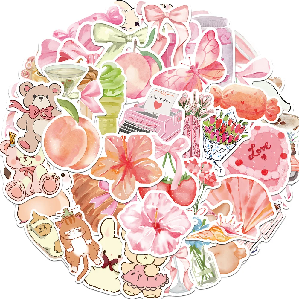 50 قطعة ملصقات متعة الوردي الكلمات الإنجليزية كتيب...