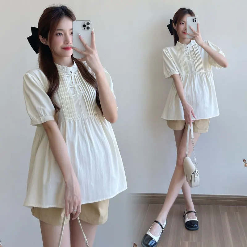 G68025# Maternity Pants Korean Tops Women Pleated Pregnancy Pants
