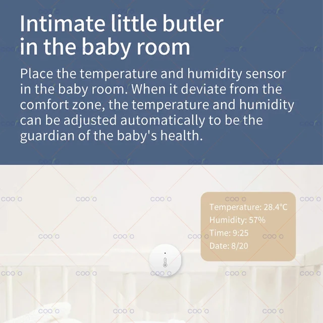 Tuya ZigBee Mini Temperature Humidity Sensor Smart Home Remote Monitor Works with Gateway Alexa Google Home Voice App Control 5