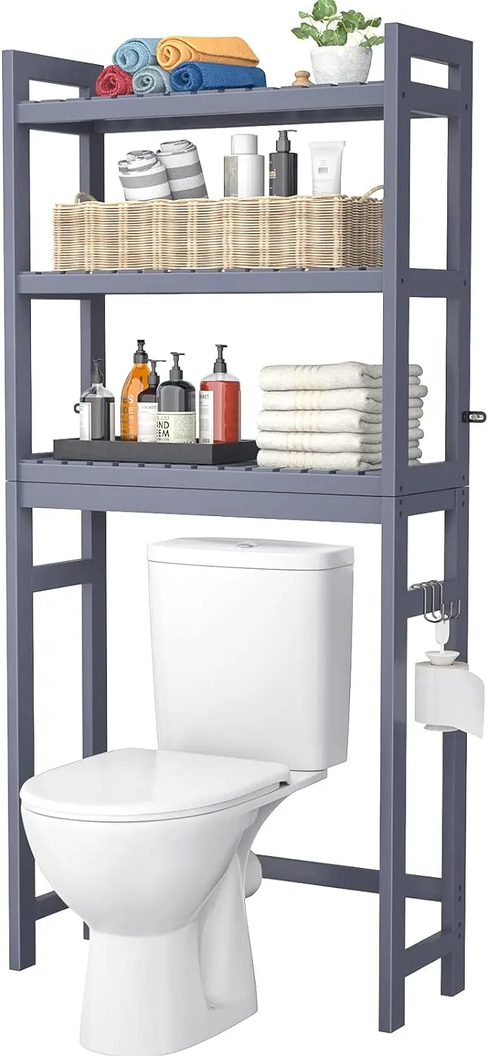 

Homykic Over The Toilet Storage, Bamboo 3-Tier Space Saver Shelf Organizer Rack Stable Freestanding Above Toilet Stand