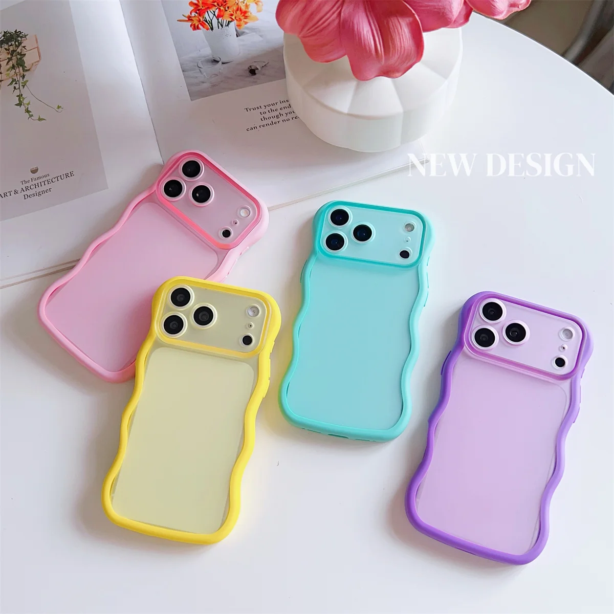 Enhanced Shockproof Transparent Wave Mobile Phone Case with Anti-Loss Protection