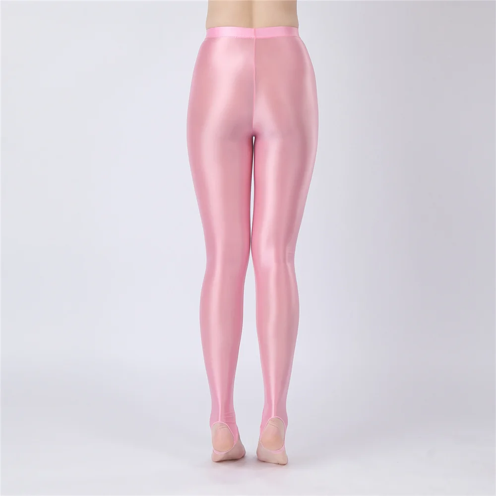 Sexy Women Thin Sheer See Through Pants Elastic Sexy Tight Silk Shiny Pencil Pant Oil Glossy Candy Color Yoga Leggings