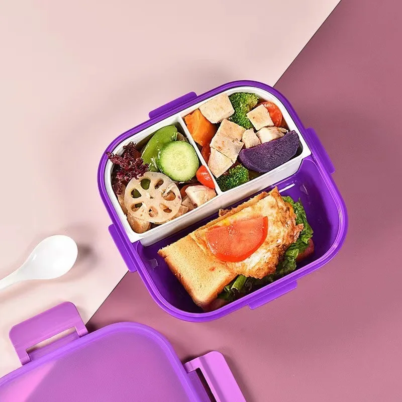 Compact & Versatile 3-Compartment Microwaveable Lunch Box with Kettle